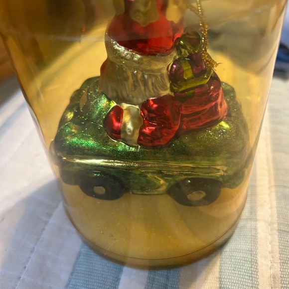 NWT Glass by Peschka Vintage Santa in Green Car 1996 Christmas Ornament - Picture 2 of 6